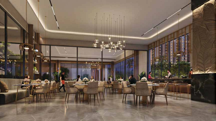 Clubhouse lounge interior at Sattva City